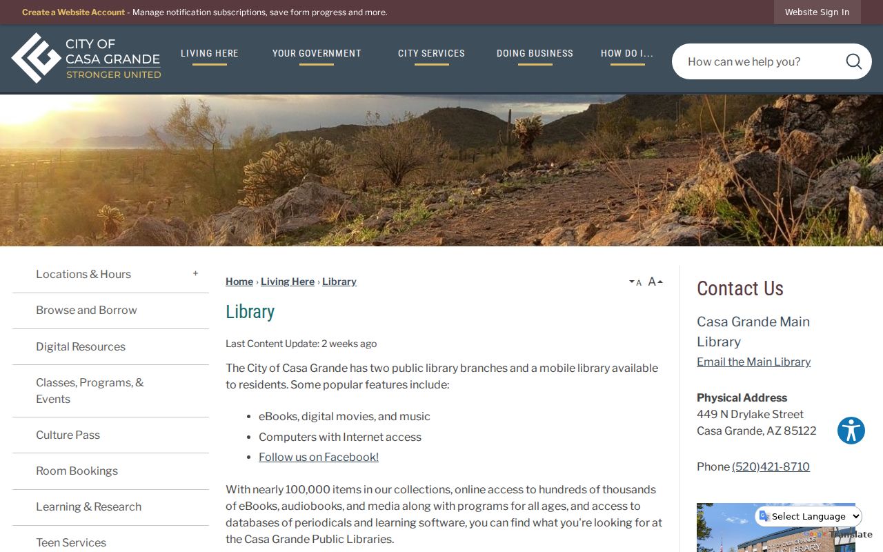 Casa Grande city directory research at the Main Library Arizona Room