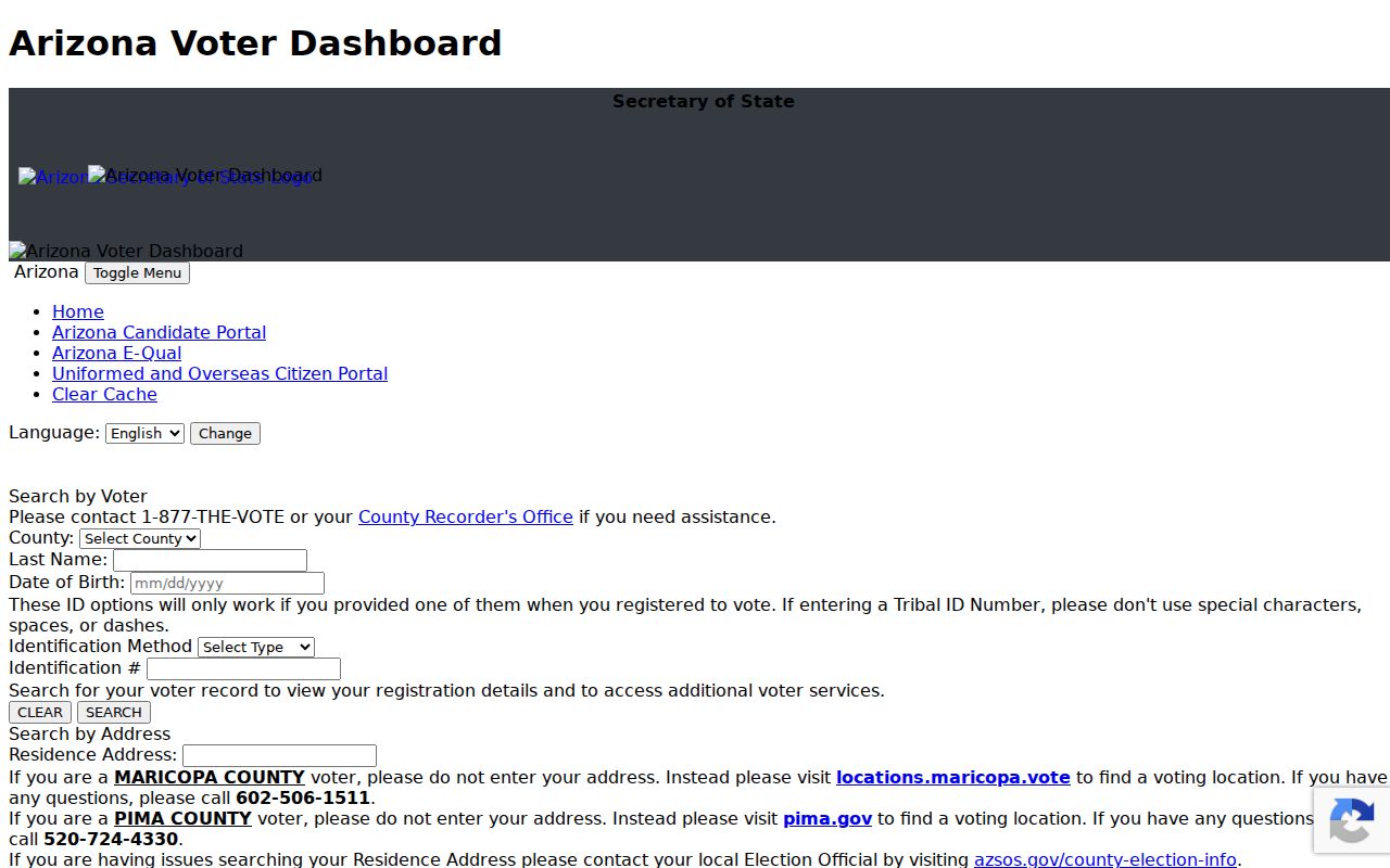Casa Grande resident records Arizona voter information dashboard