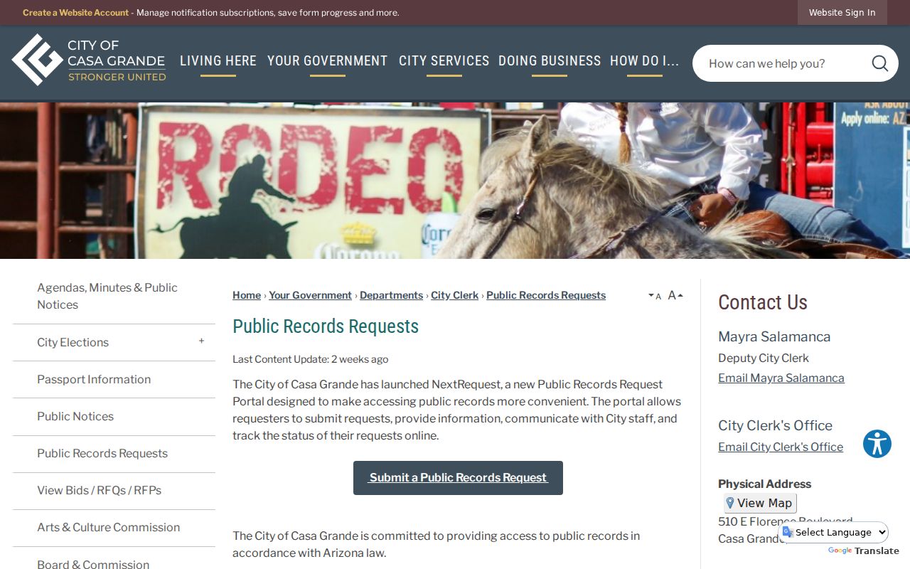 Casa Grande resident records city request instructions