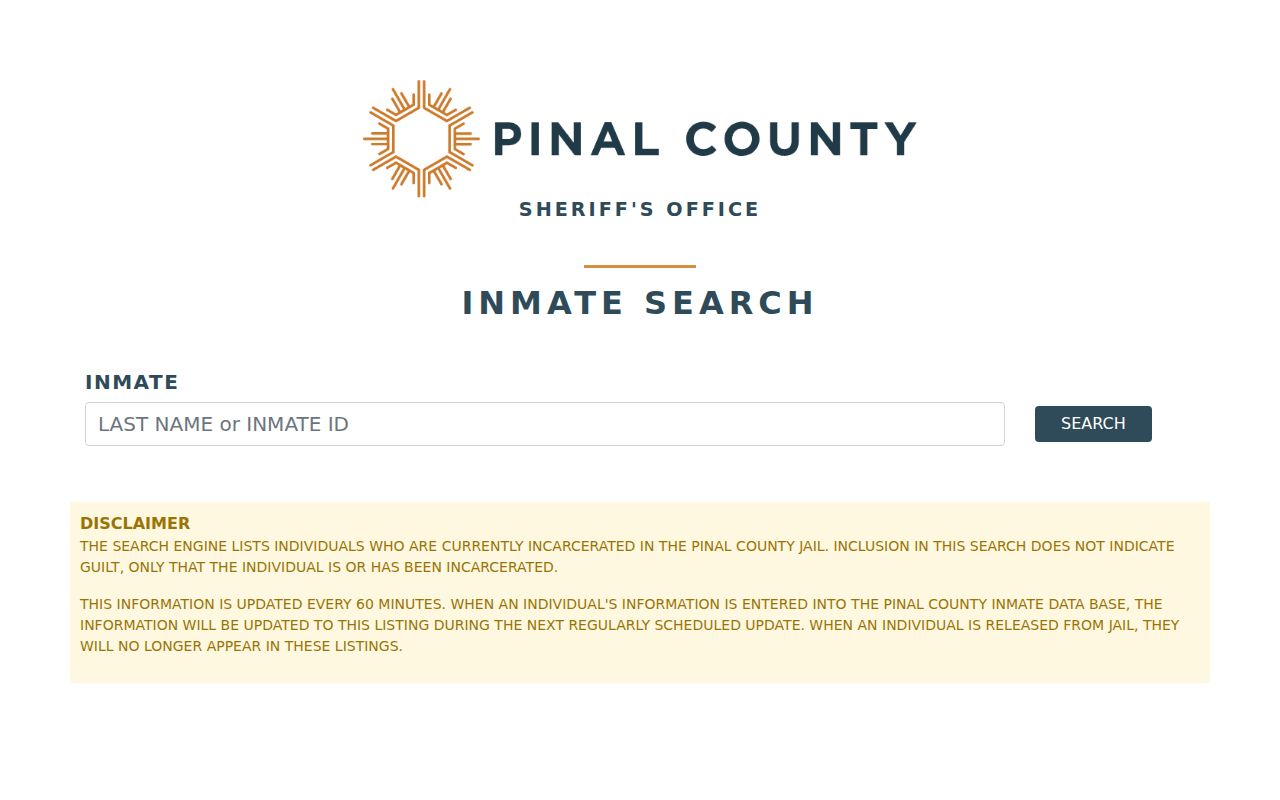 Casa Grande resident lookup Pinal County inmate search form