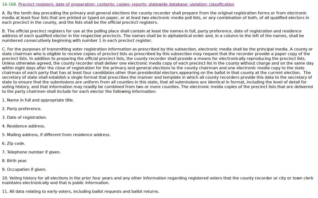 Casa Grande neighbors Arizona voter data access law