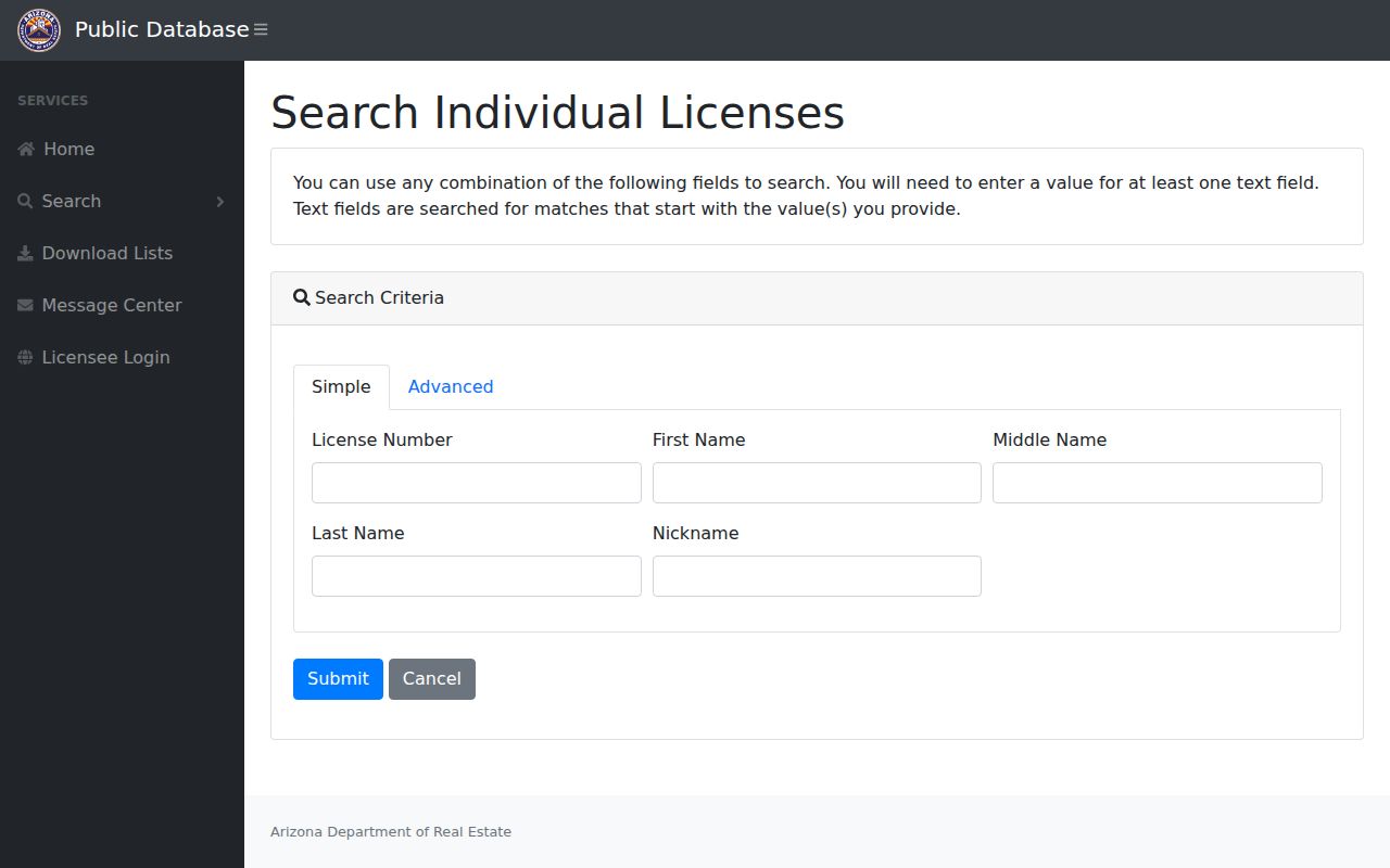 Casa Grande resident lookup with Arizona real estate license fields
